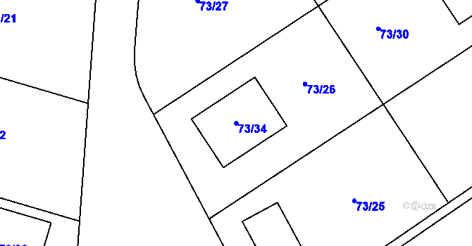 Parcela st. 73/34 v KÚ Miroslavské Knínice, Katastrální mapa