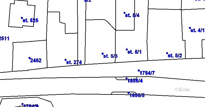 Parcela st. 5/3 v KÚ Mirošov, Katastrální mapa