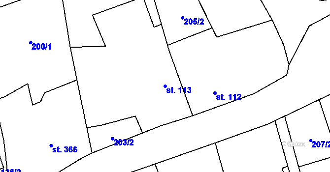 Parcela st. 113 v KÚ Mirošov, Katastrální mapa