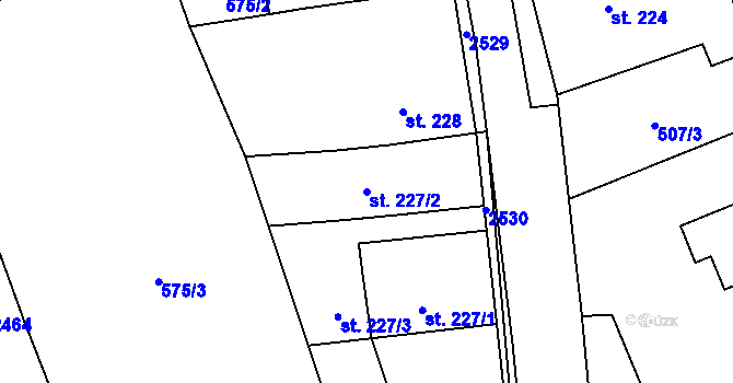 Parcela st. 227/2 v KÚ Mirošov, Katastrální mapa