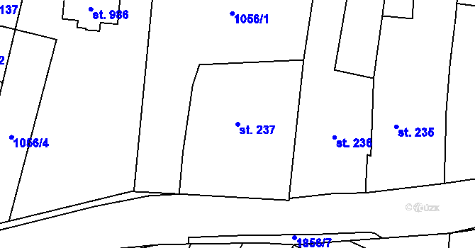Parcela st. 237 v KÚ Mirošov, Katastrální mapa