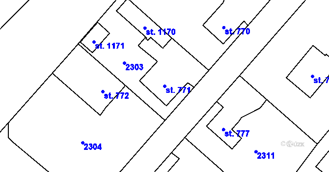 Parcela st. 771 v KÚ Mirošov, Katastrální mapa