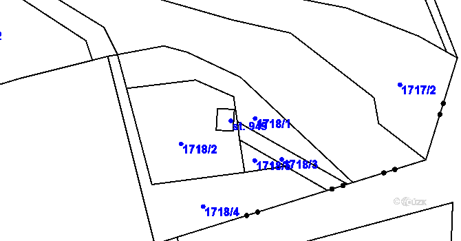 Parcela st. 949 v KÚ Mirošov, Katastrální mapa