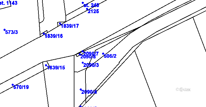 Parcela st. 506/2 v KÚ Mirošov, Katastrální mapa