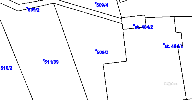 Parcela st. 509/3 v KÚ Mirošov, Katastrální mapa