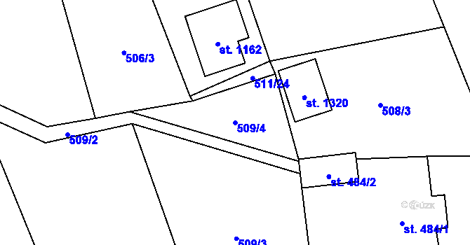 Parcela st. 509/4 v KÚ Mirošov, Katastrální mapa