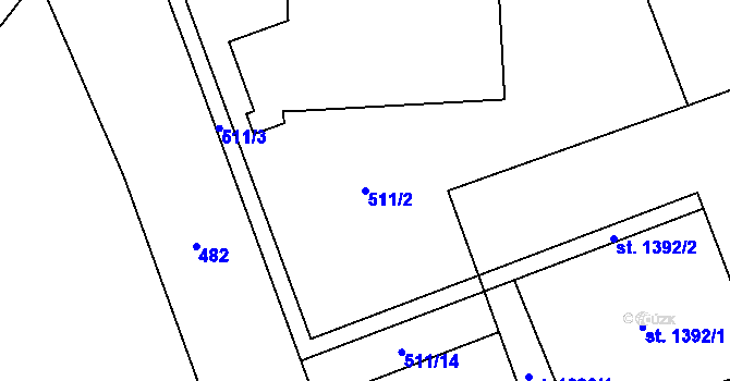 Parcela st. 511/2 v KÚ Mirošov, Katastrální mapa