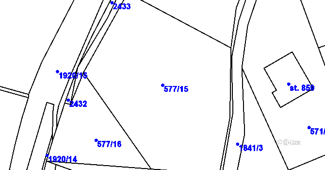 Parcela st. 577/15 v KÚ Mirošov, Katastrální mapa