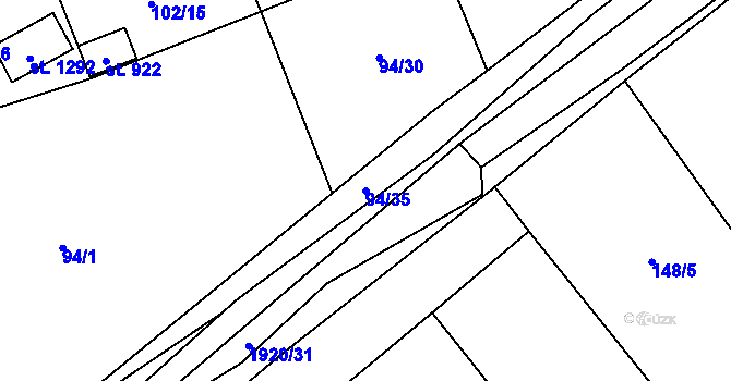 Parcela st. 94/35 v KÚ Mirošov, Katastrální mapa