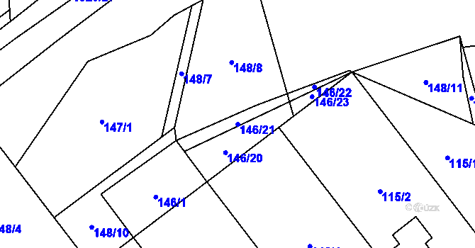 Parcela st. 146/21 v KÚ Mirošov, Katastrální mapa