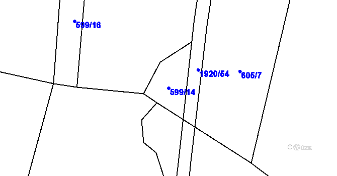 Parcela st. 599/14 v KÚ Mirošov, Katastrální mapa