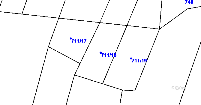 Parcela st. 711/18 v KÚ Mirošov, Katastrální mapa
