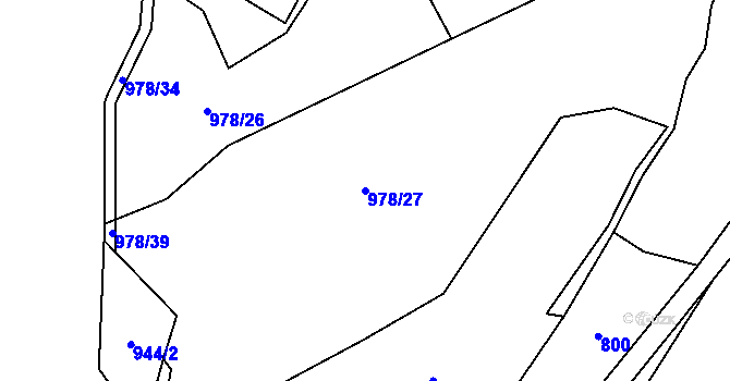 Parcela st. 978/27 v KÚ Mirošov, Katastrální mapa