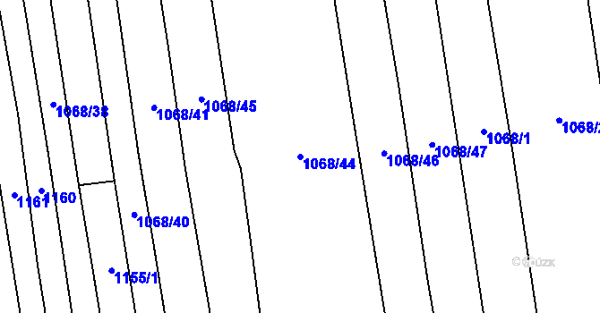 Parcela st. 1068/44 v KÚ Mirošov, Katastrální mapa