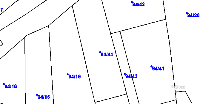 Parcela st. 94/44 v KÚ Mirošov, Katastrální mapa