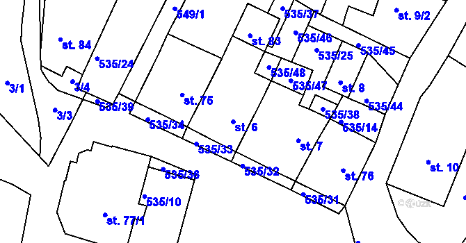 Parcela st. 6 v KÚ Mirošov u Jihlavy, Katastrální mapa