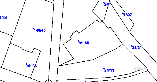 Parcela st. 66 v KÚ Mirošov u Jihlavy, Katastrální mapa