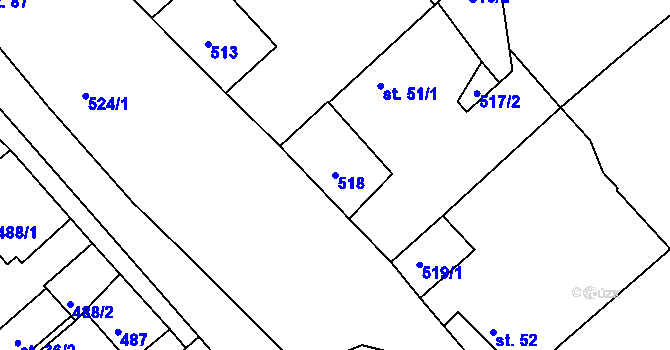 Parcela st. 518 v KÚ Mirošov u Jihlavy, Katastrální mapa
