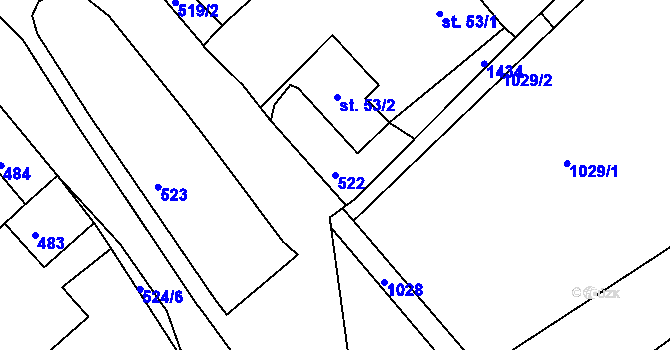 Parcela st. 522 v KÚ Mirošov u Jihlavy, Katastrální mapa