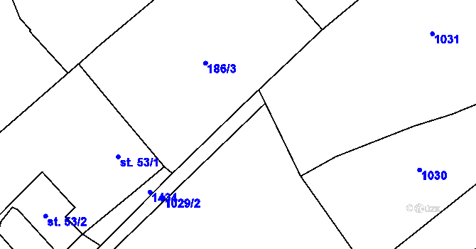 Parcela st. 1029/3 v KÚ Mirošov u Jihlavy, Katastrální mapa