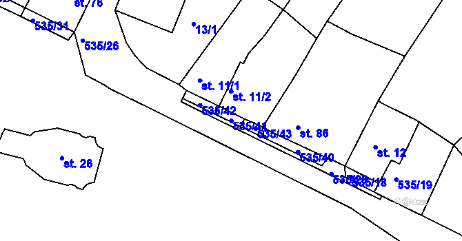 Parcela st. 535/41 v KÚ Mirošov u Jihlavy, Katastrální mapa