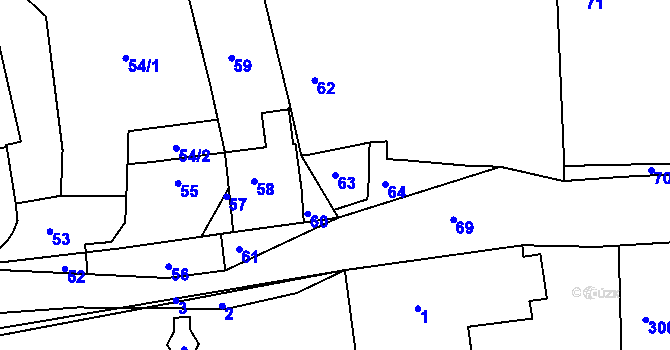 Parcela st. 63 v KÚ Mirošov u Bobrové, Katastrální mapa