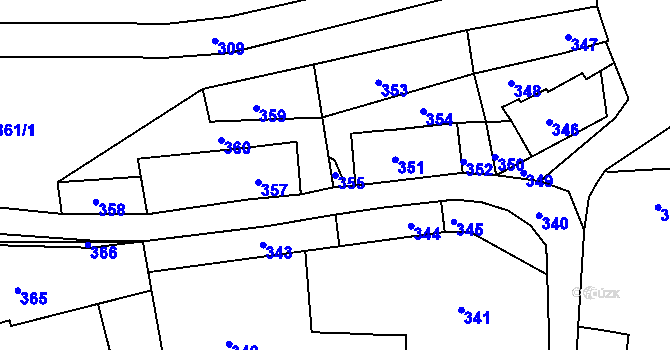 Parcela st. 355 v KÚ Mirošov u Bobrové, Katastrální mapa