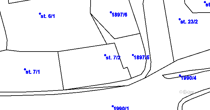 Parcela st. 7/2 v KÚ Mirošovice u Říčan, Katastrální mapa
