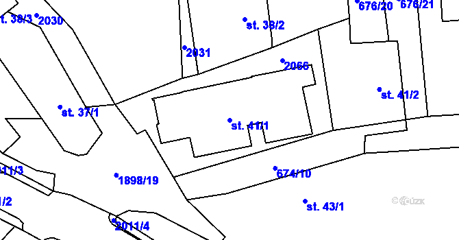 Parcela st. 41/1 v KÚ Mirošovice u Říčan, Katastrální mapa