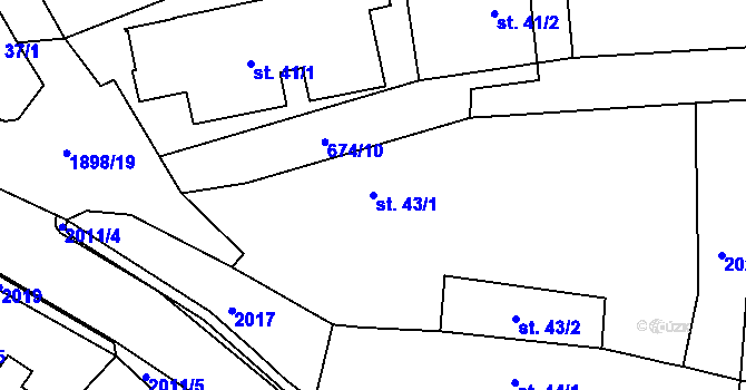 Parcela st. 43/1 v KÚ Mirošovice u Říčan, Katastrální mapa