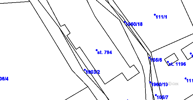 Parcela st. 794 v KÚ Mirošovice u Říčan, Katastrální mapa