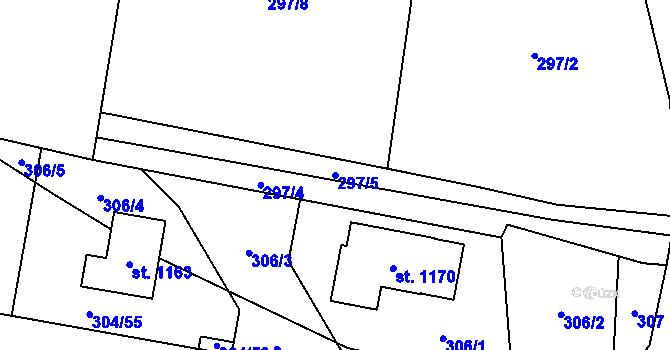 Parcela st. 297/5 v KÚ Mirošovice u Říčan, Katastrální mapa