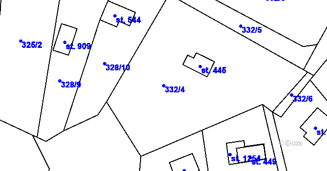 Parcela st. 332/4 v KÚ Mirošovice u Říčan, Katastrální mapa