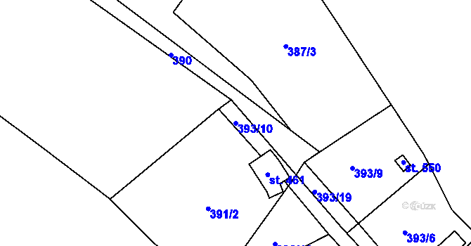 Parcela st. 393/10 v KÚ Mirošovice u Říčan, Katastrální mapa