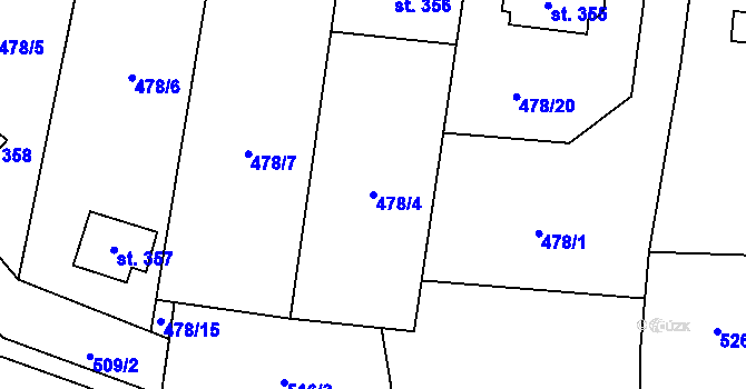 Parcela st. 478/4 v KÚ Mirošovice u Říčan, Katastrální mapa