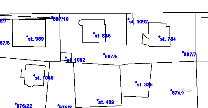 Parcela st. 687/5 v KÚ Mirošovice u Říčan, Katastrální mapa