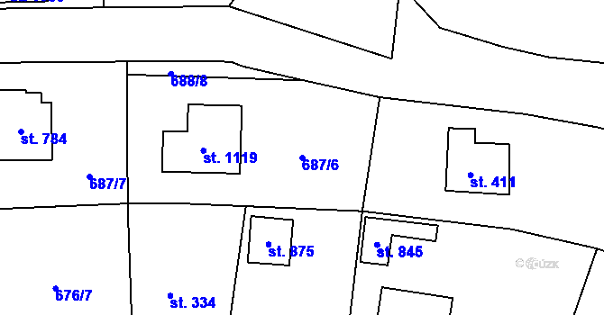 Parcela st. 687/6 v KÚ Mirošovice u Říčan, Katastrální mapa
