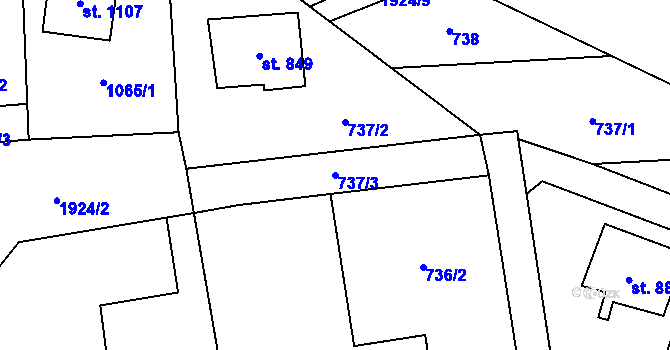 Parcela st. 737/3 v KÚ Mirošovice u Říčan, Katastrální mapa