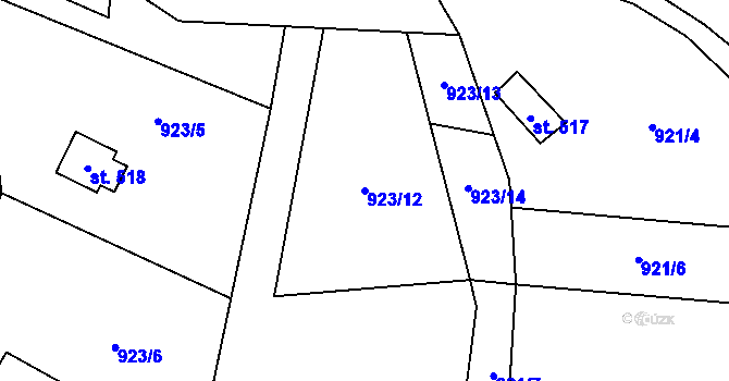 Parcela st. 923/12 v KÚ Mirošovice u Říčan, Katastrální mapa