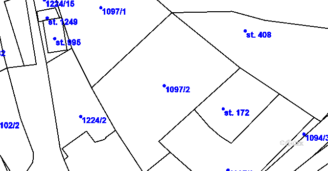 Parcela st. 1097/2 v KÚ Mirošovice u Říčan, Katastrální mapa
