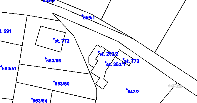 Parcela st. 253/2 v KÚ Mirošovice u Říčan, Katastrální mapa