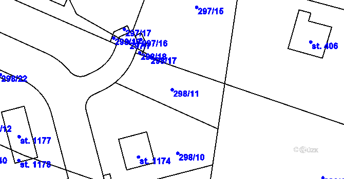 Parcela st. 298/11 v KÚ Mirošovice u Říčan, Katastrální mapa