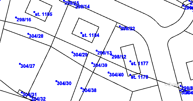 Parcela st. 298/13 v KÚ Mirošovice u Říčan, Katastrální mapa