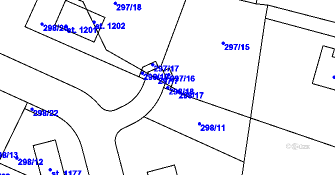 Parcela st. 298/18 v KÚ Mirošovice u Říčan, Katastrální mapa