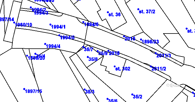 Parcela st. 35/9 v KÚ Mirošovice u Říčan, Katastrální mapa