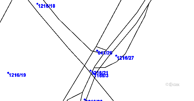 Parcela st. 641/26 v KÚ Boudy, Katastrální mapa