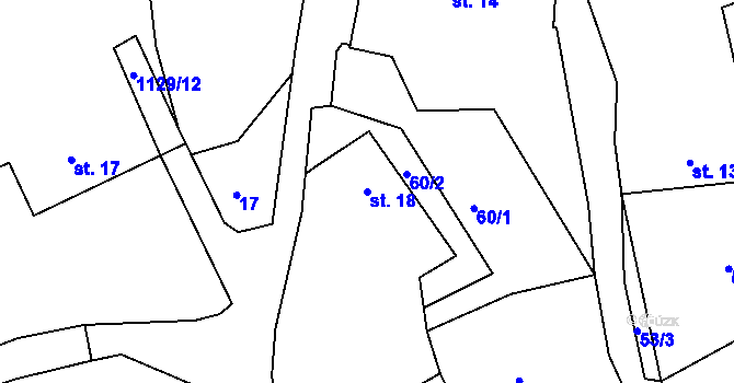 Parcela st. 18 v KÚ Boudy, Katastrální mapa