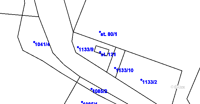 Parcela st. 121 v KÚ Boudy, Katastrální mapa