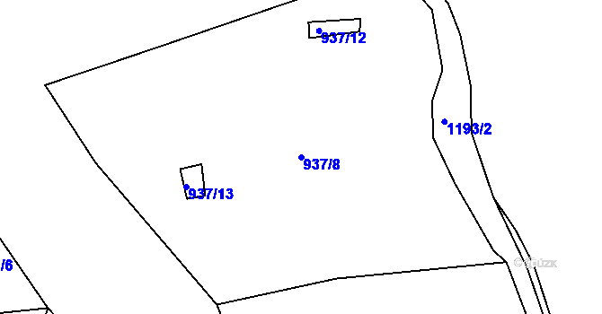 Parcela st. 937/8 v KÚ Boudy, Katastrální mapa