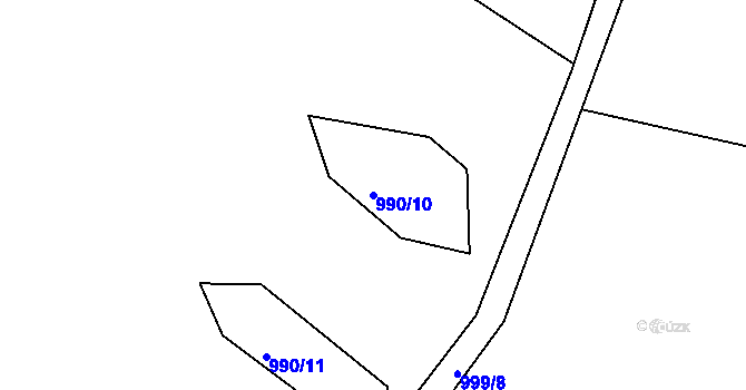 Parcela st. 990/10 v KÚ Boudy, Katastrální mapa